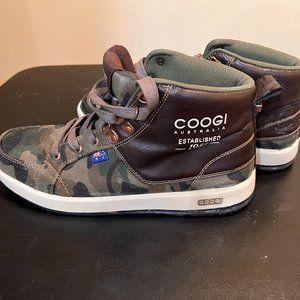 Coogi 10.5 distressed leather high top boot rare vintage green camo mens